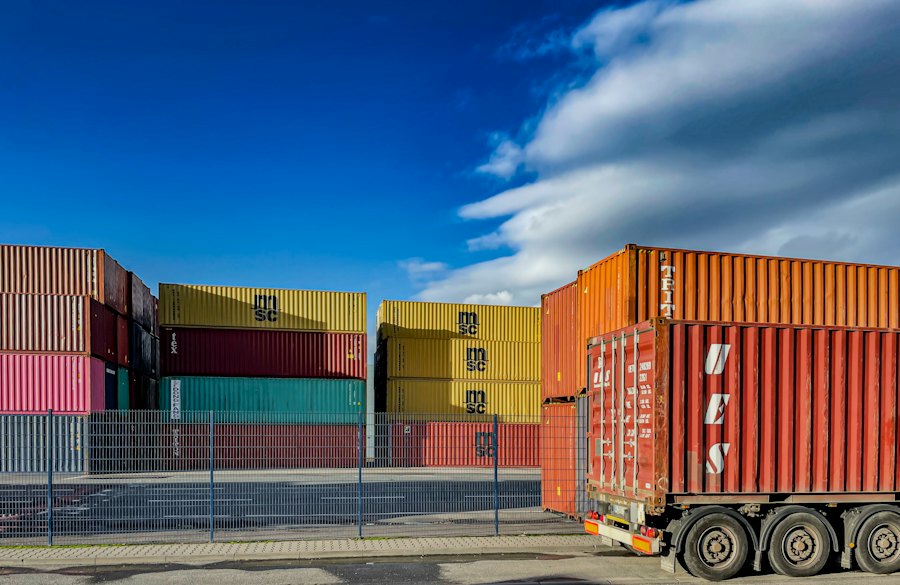 Truck at a container yard