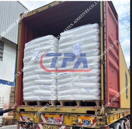 Palletised TPA product being loaded into a shipping container