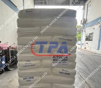 Bagged PVC resin stacked at the TPA warehouse